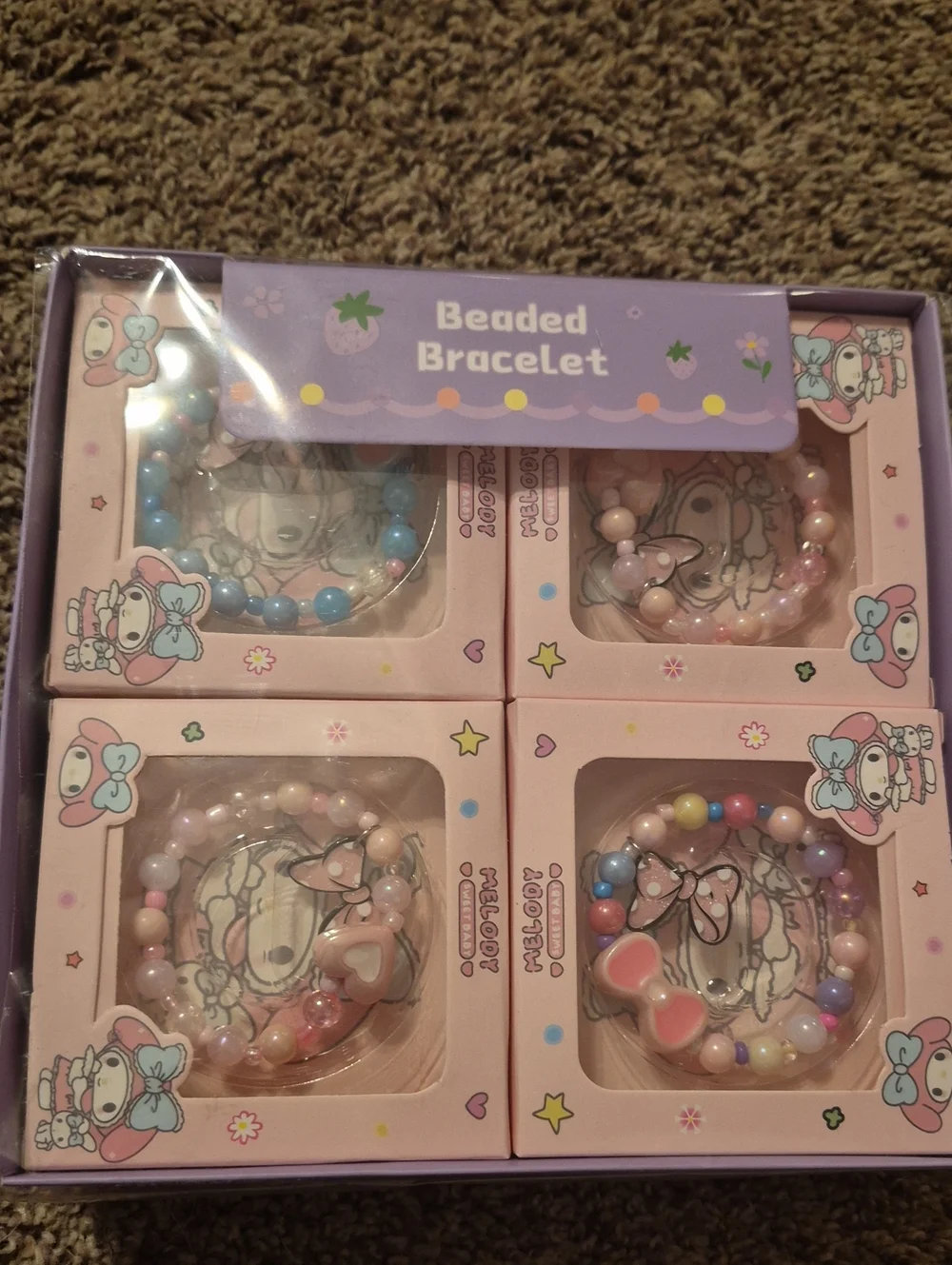 12 Beaded Pastel Bracelet Set -